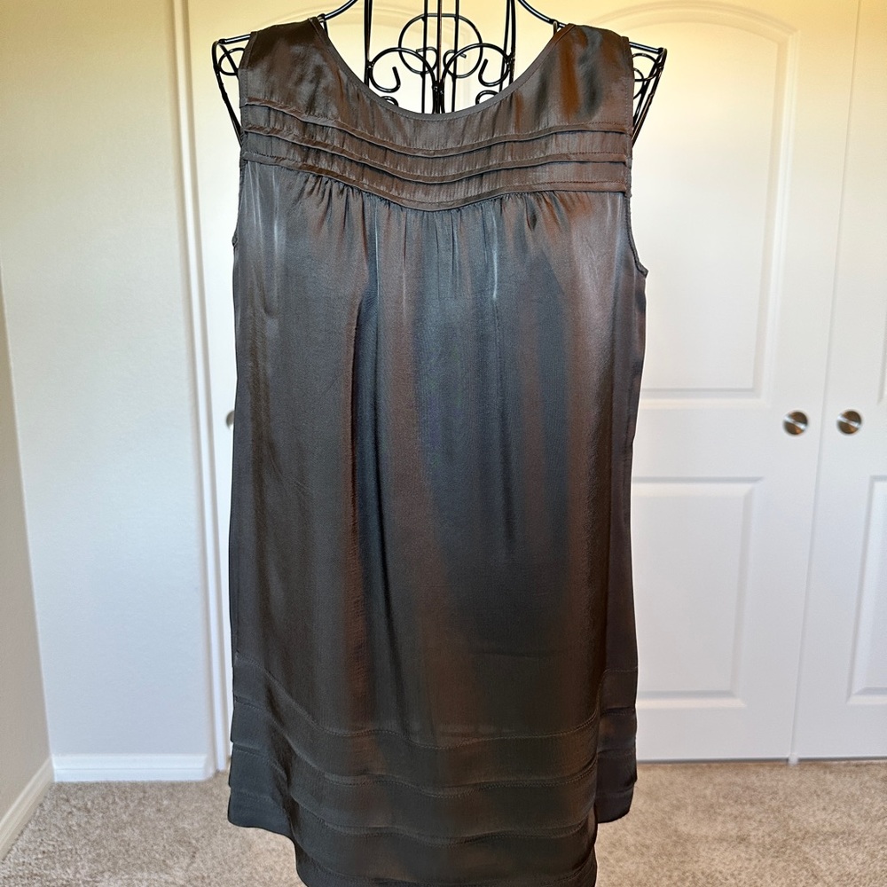 Martin + Osa Taupe 100% Silk Sleeveless Top